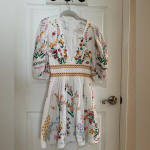 Anthropologie Deep-V Floral Mini Dress